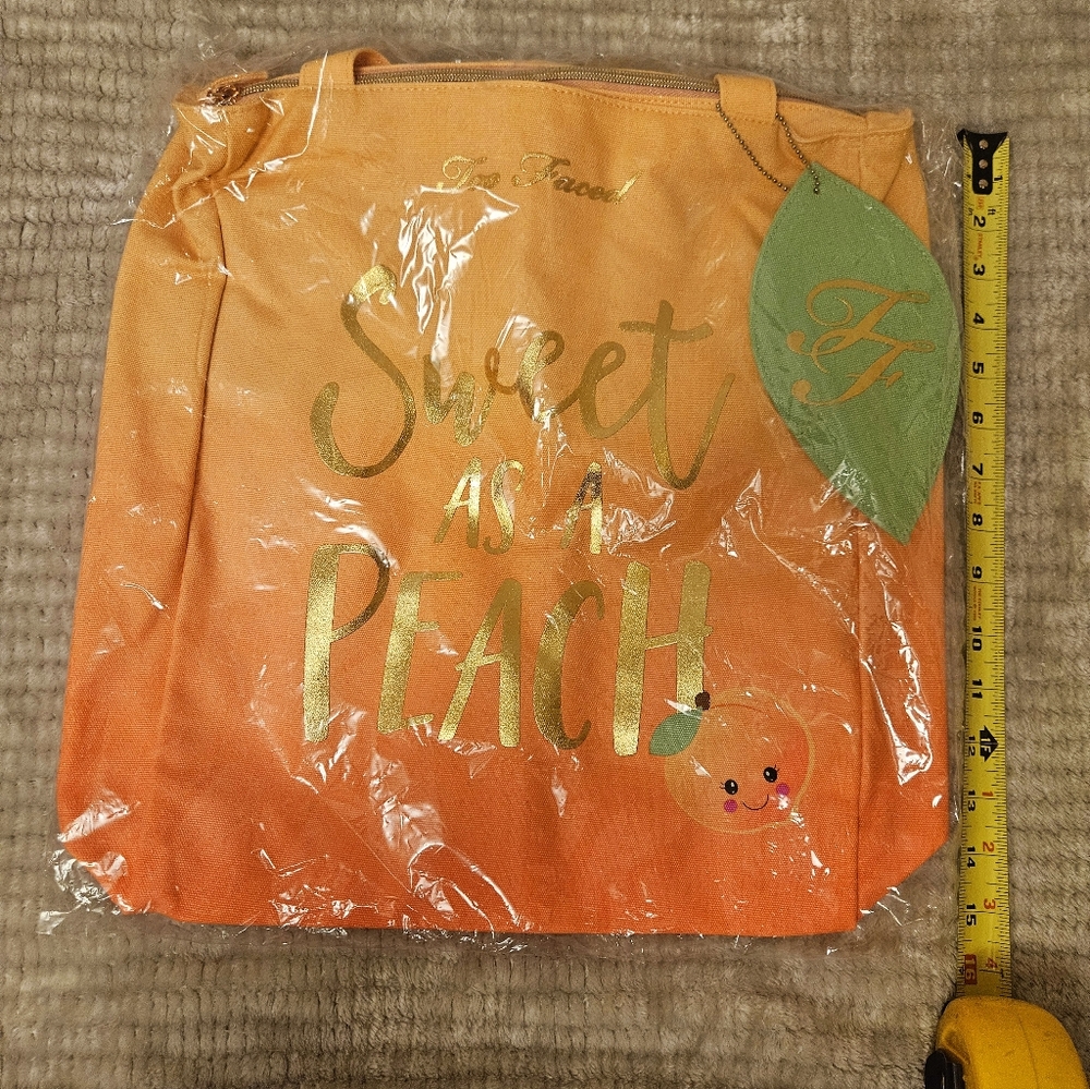 NIB TOO FACED Sweet as a Peach tote bag